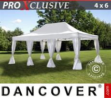 Marquees 4x6 m White, incl. 8 decorative curtains