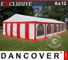 Marquees 6x12 m PVC, Red/white