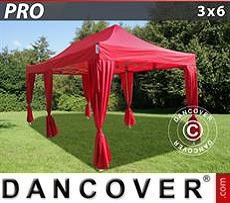 Marquees 3x6 m Red, incl. 6 decorative curtains