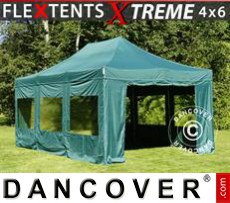 Marquees 4x6 m Green, incl. 8 sidewalls