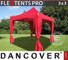 Marquees  3x3 m Red, incl. 4 decorative curtains