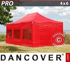 Marquees 4x6 m Red, incl. 8 sidewalls
