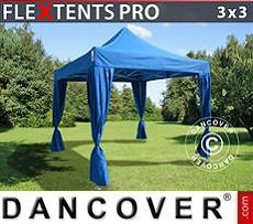 Marquees 3x3 m Blue, incl. 4 decorative curtains
