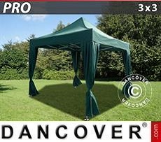 Marquees 3x3 m Green, incl. 4 decorative curtains